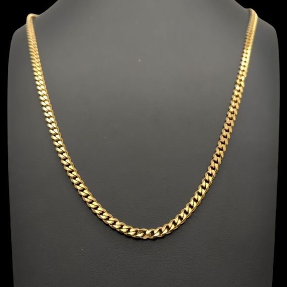 22" x 5mm 14K Gold Finish over 316L Stainless Steel Cuban Chain. - Picture 4 of 13
